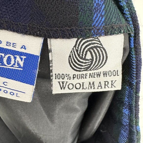Pendleton Plaid Wool Maxi Wrap Skirt 8 Embossed Paisley Blackwatch Blue Green - Picture 4 of 11